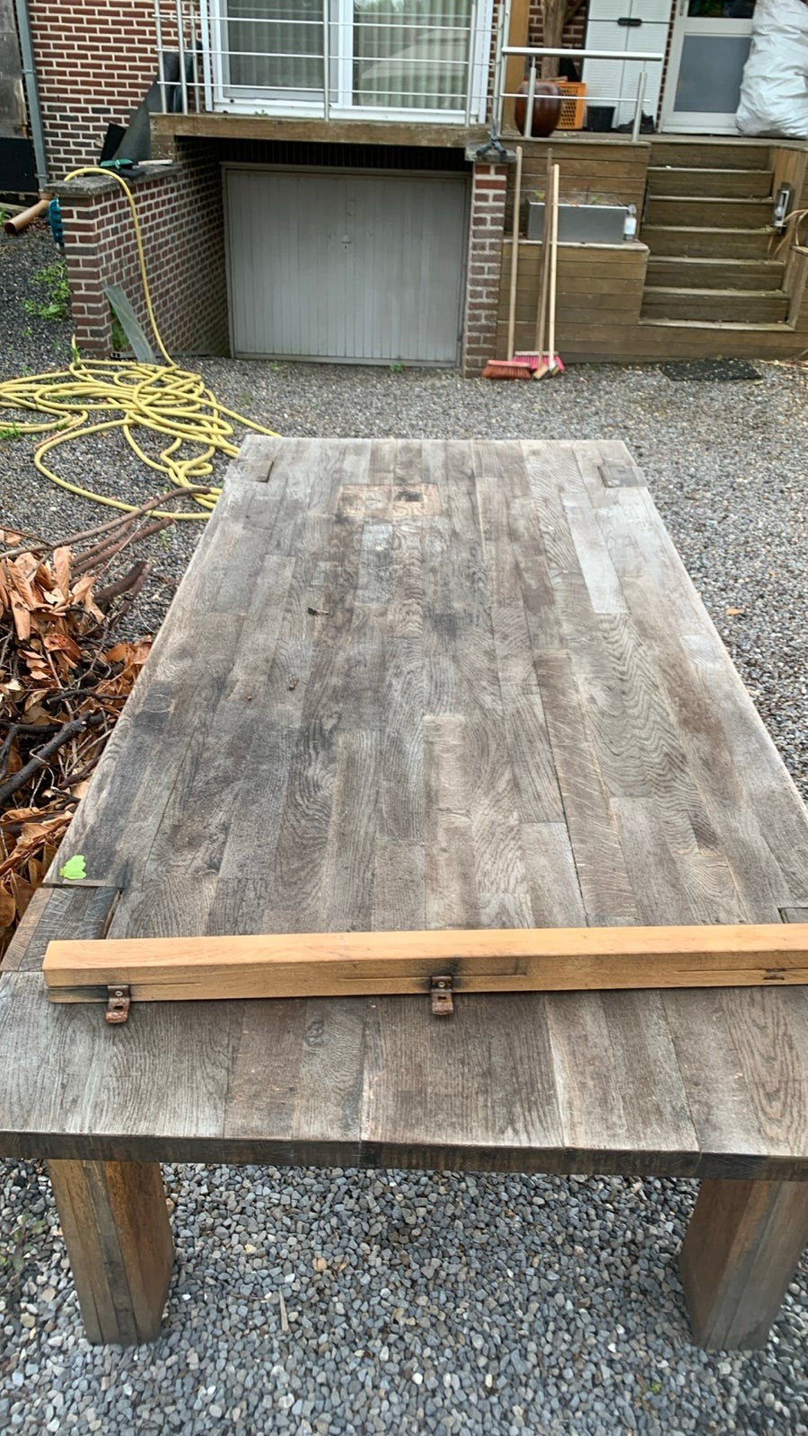 Eiken tafel brandhout, Tuin en Terras, Ophalen of Verzenden, Zo goed als nieuw