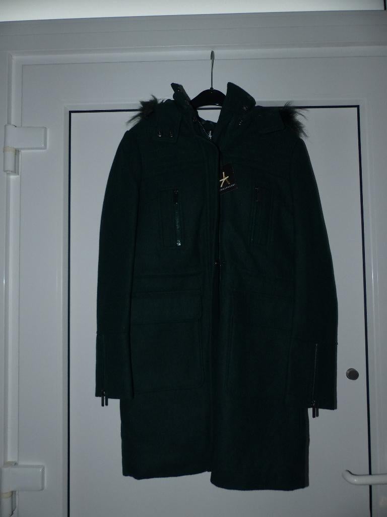 Donkergroene mantel Atmosphere - maat 34, Kleding | Dames, Jassen | Winter, Zo goed als nieuw, Maat 34 (XS) of kleiner, Groen