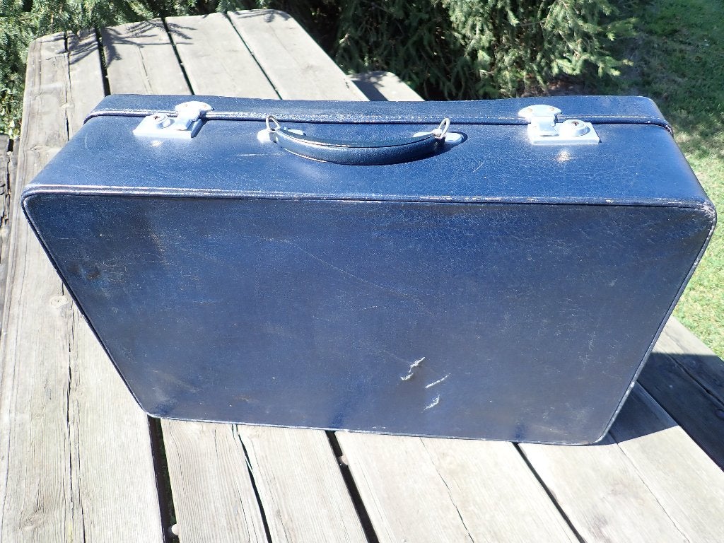 Valise bleue Vintage, Ophalen, Gebruikt, 50 tot 60 cm, Slot
