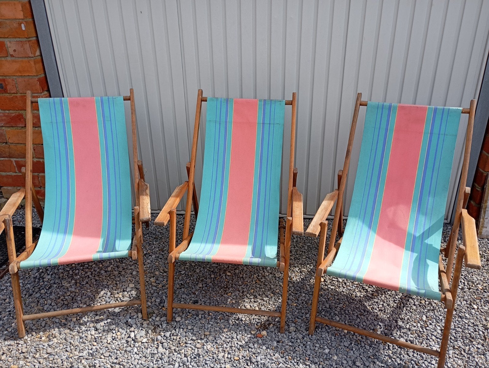 3 chaises longues vintage/rétro (voir description), Enlèvement, Comme neuf, Bois, Ajustable