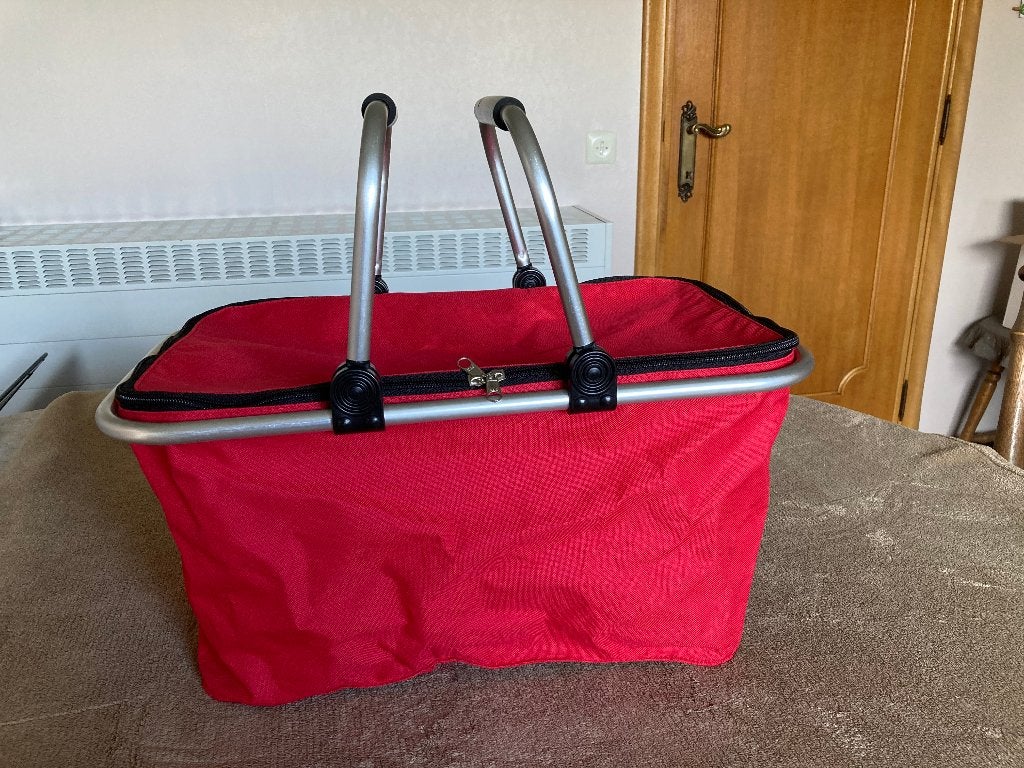 Rode plooibare boodschappentas, 47x28 cm, Handtassen en Accessoires, Tassen | Damestassen, Ophalen of Verzenden, Zo goed als nieuw