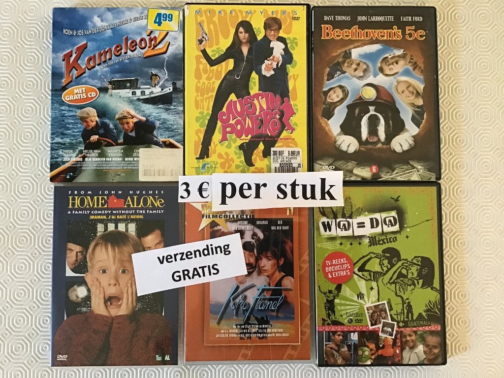 6 dvd's films jeugd aan 3 € met gratis verzending, Ophalen of Verzenden, Zo goed als nieuw