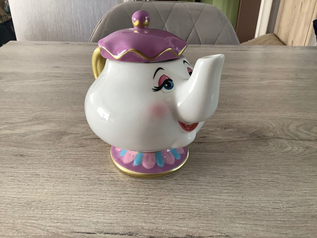 Disney Belle en het beest Madame Teut theepot (11 cm), Verzamelen, Disney, Zo goed als nieuw, Servies, Assepoester of Belle, Ophalen of Verzenden