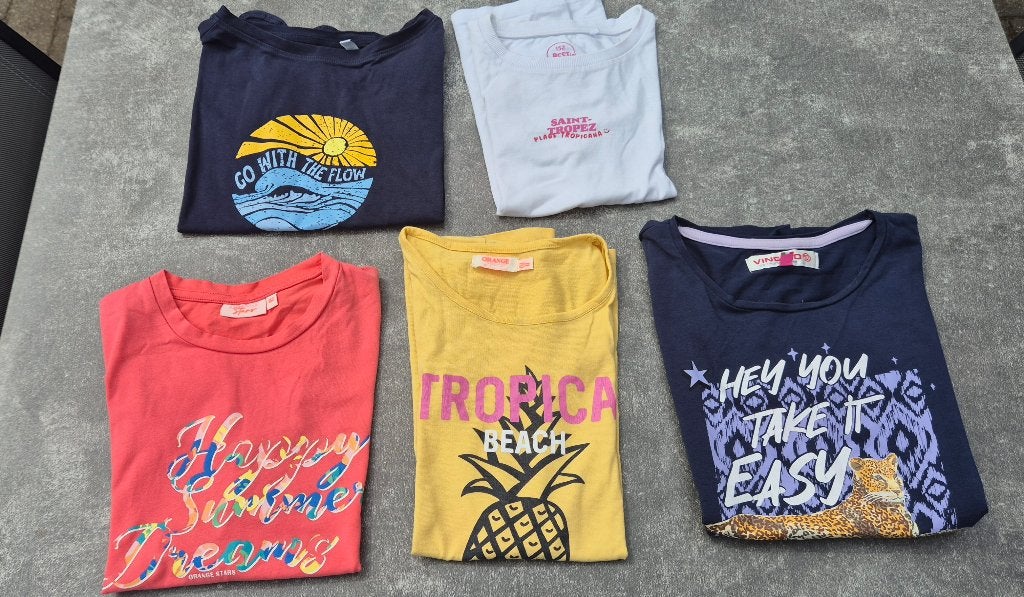 5 t shirten maat 152, Kinderen en Baby's, Ophalen, Gebruikt, Meisje, Shirt of Longsleeve