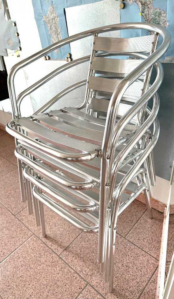4 aluminium tuin stoelen, Ophalen, Zo goed als nieuw, Aluminium, Stapelbaar