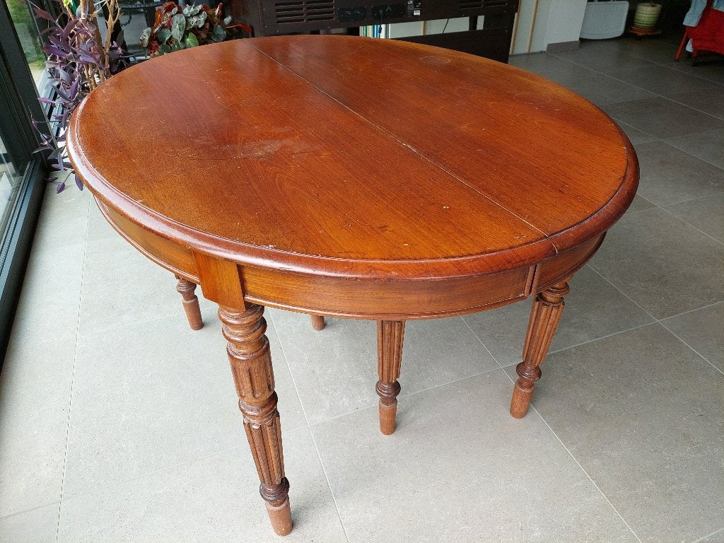 Ovalen uitrekbare vintage tafel, Huis en Inrichting, Tafels | Eettafels, Ophalen, Gebruikt, Vintage, Vijf personen of meer