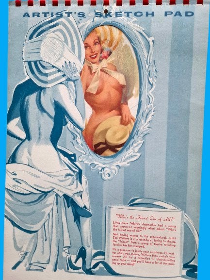 PIN-UP kalender 1957 🗓️ met envelop ! 🇺🇸 Ted WITHERS, Ophalen of Verzenden, Lithografie, Portret en Figuren, Origineel