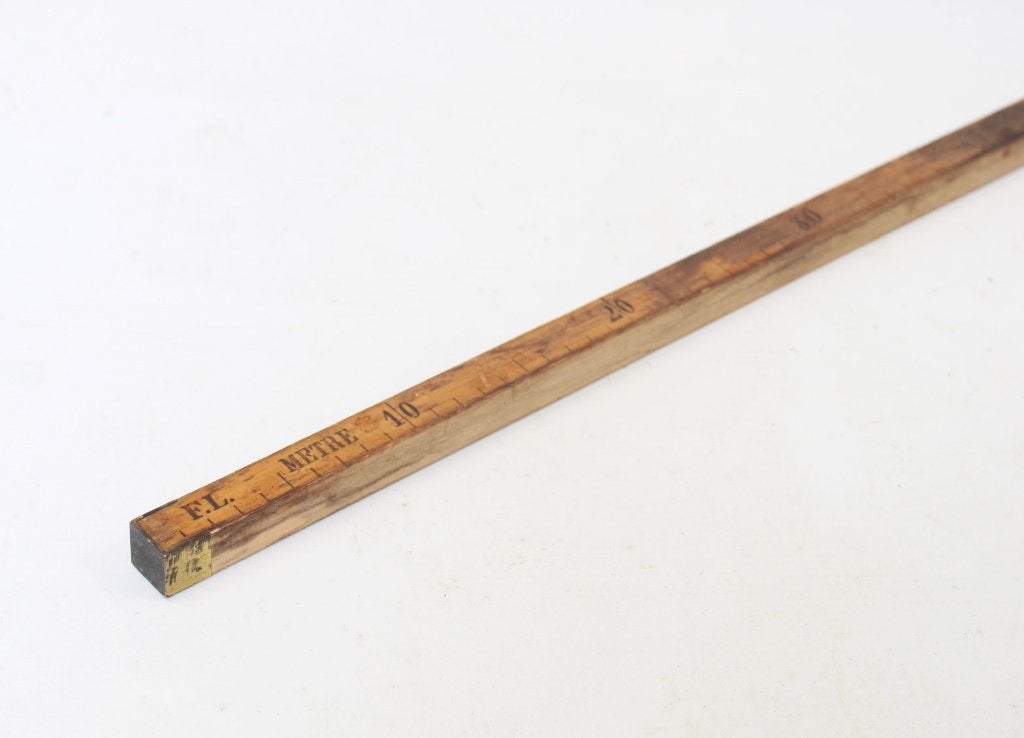 oude gestempelde houten meetlat / liniaal kleermaker, Ophalen of Verzenden