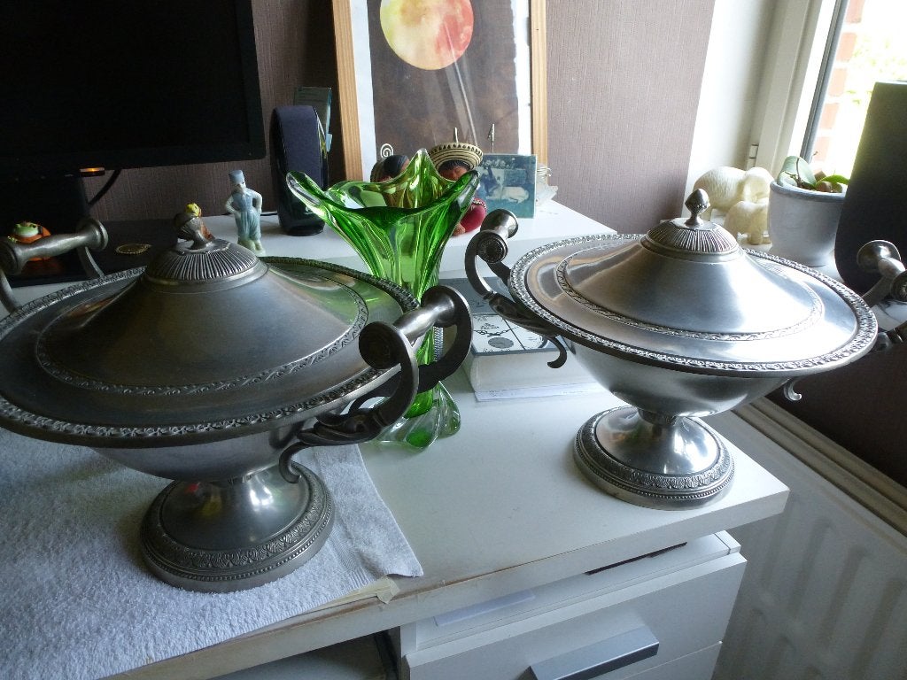 Soupières en étain fin 94%, Antiquités & Art, Enlèvement