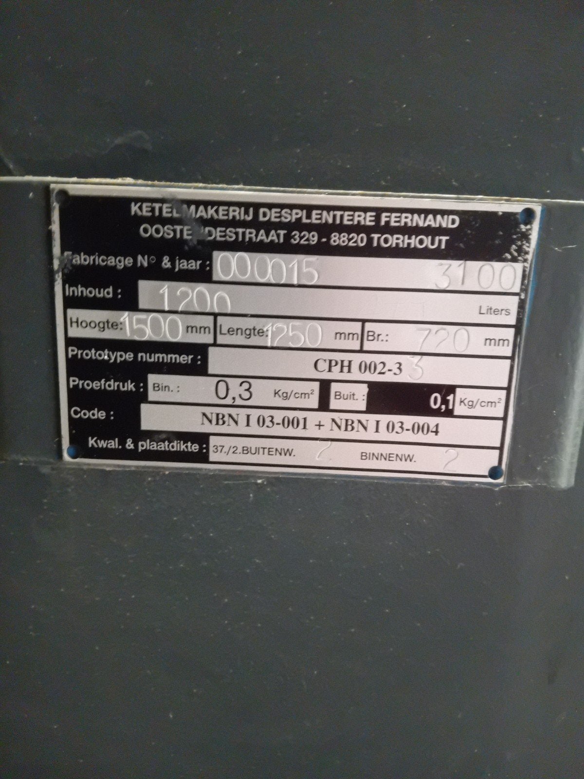 dubbelwandige mazouttank de splentere 1200 liter, Ophalen