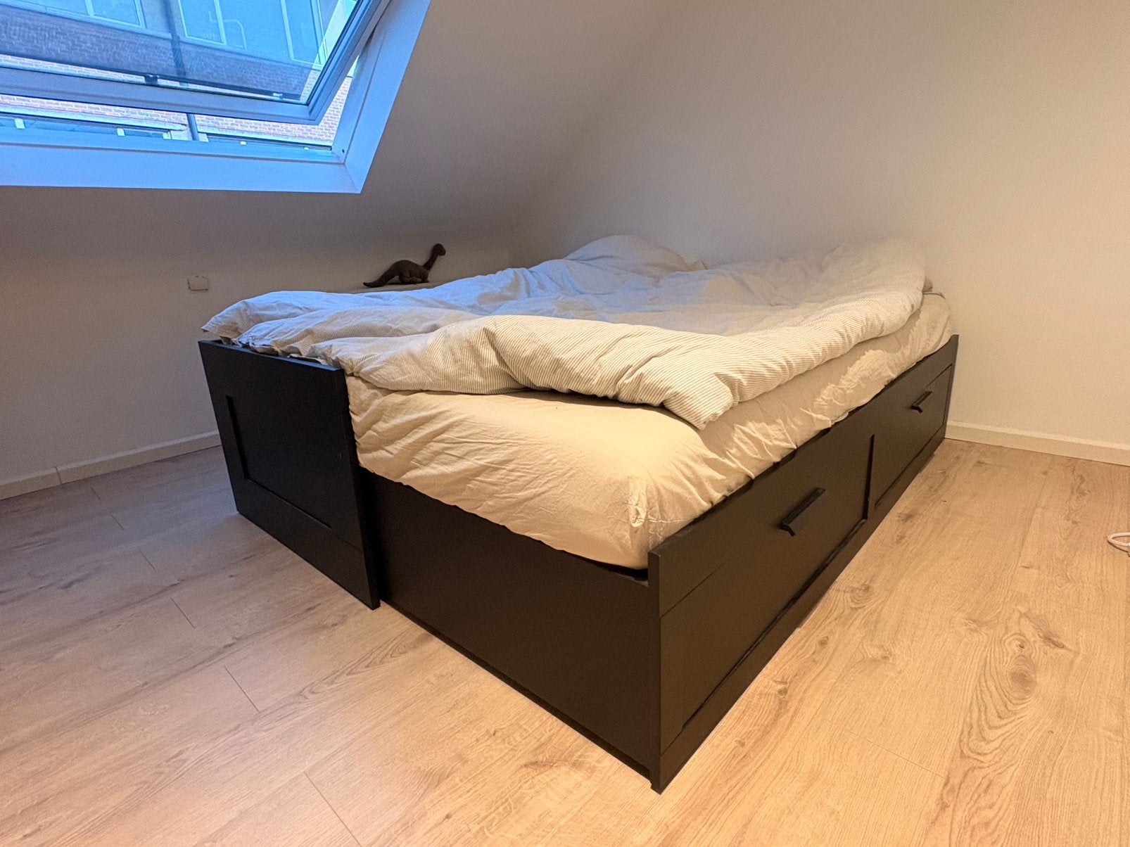 Lit extensible IKEA 80/160x200, Maison & Meubles, Chambre à coucher | Lits, Enlèvement, Comme neuf, Deux personnes, Noir