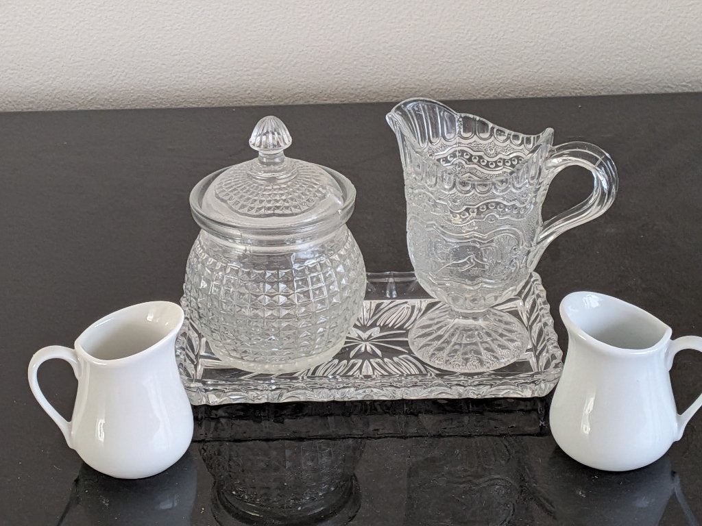 Vintage: melkkannetje & suikerpot+2 room melkkannetjes, Ophalen of Verzenden