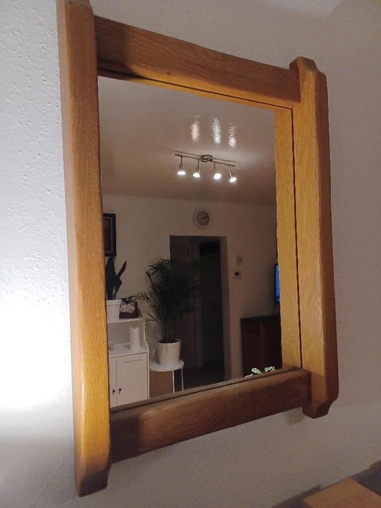 Miroir encadrement chêne, Maison & Meubles, Accessoires pour la Maison | Miroirs, Moins de 100 cm, Comme neuf, Enlèvement, 50 à 75 cm