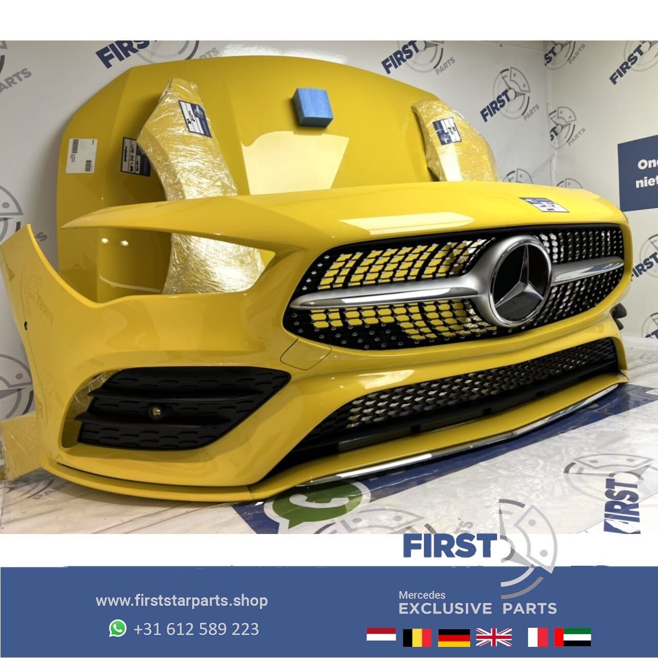 W118 CLA AMG VOORKOP onderdelen GEEL Origineel Mercedes 2018, Utilisé, -, Avant, -