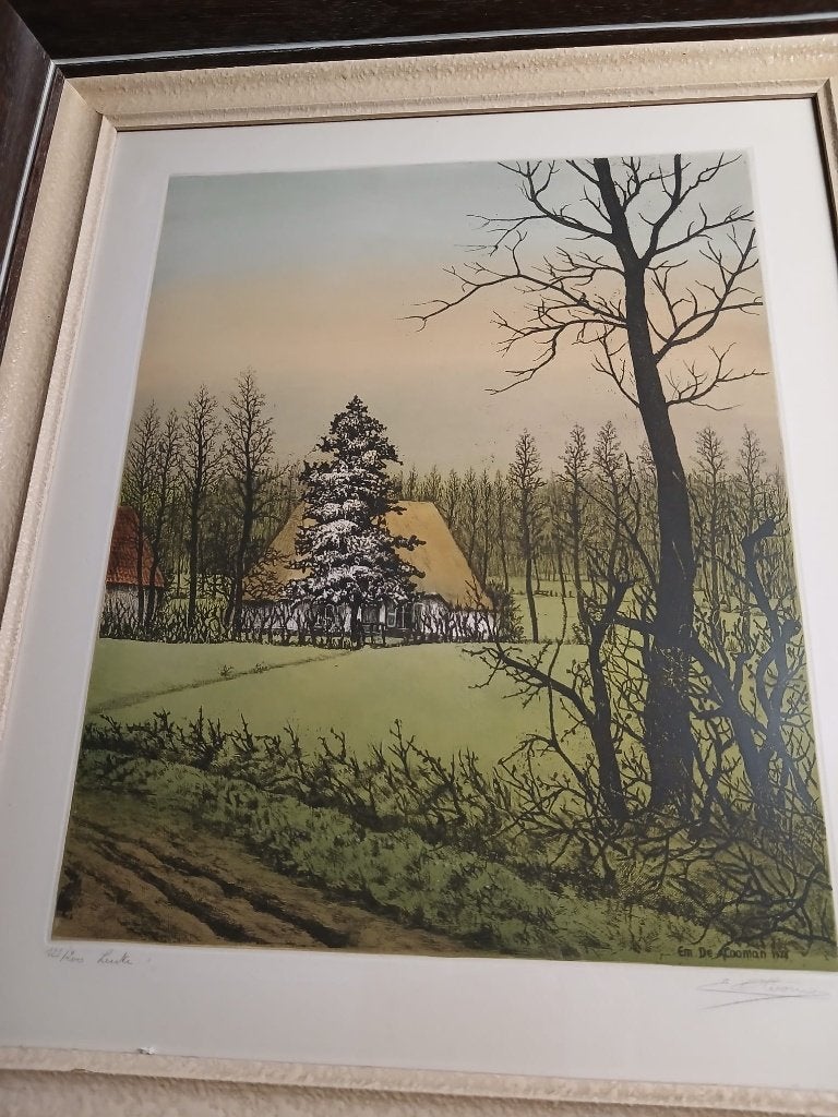 gesigneerde kleurets Emile de Cooman , titel Lente, Enlèvement ou Envoi, Eau-forte, Numéroté