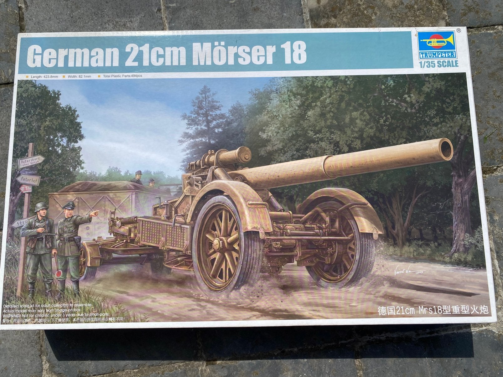 Modelbouwdoos Trumpeter 21cm mörser 18 kanon, Hobby en Vrije tijd, Modelbouw | Auto's en Voertuigen, Verzenden, Zo goed als nieuw