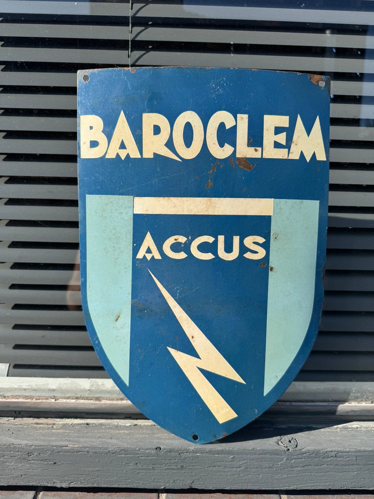 BAROCLEM Accus oud reclamebord, Ophalen of Verzenden, Gebruikt, Reclamebord