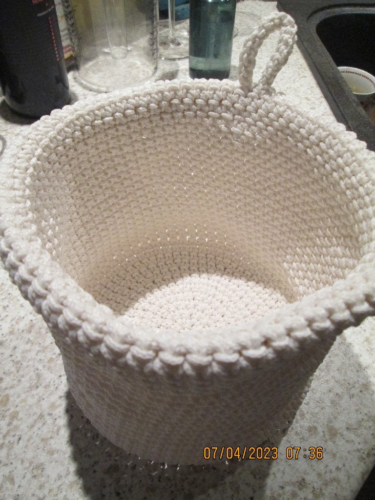 Panier de rangement en coton blanc 25 X 23,5 cm, Neuf, Tressé, Rond, Enlèvement