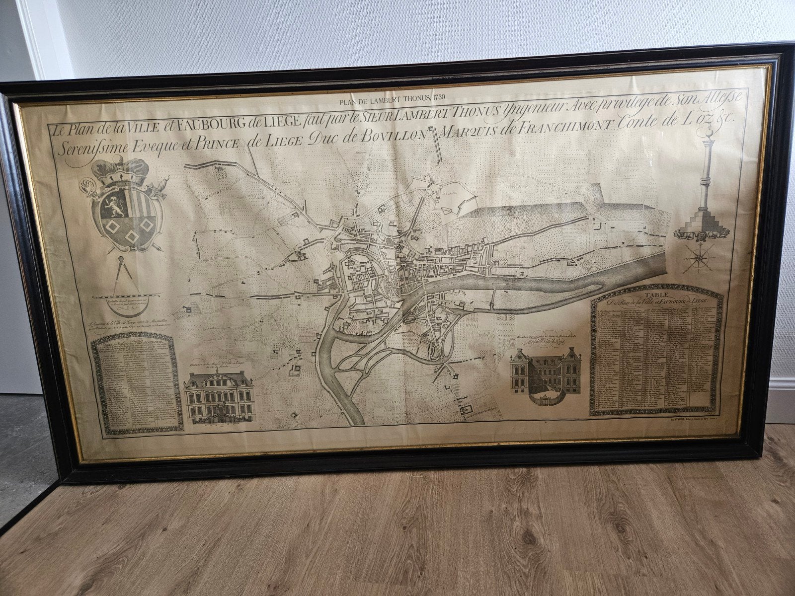 plan ville de Liège 1730  163cm x 88cm, Antiquités & Art, Enlèvement, Carte
