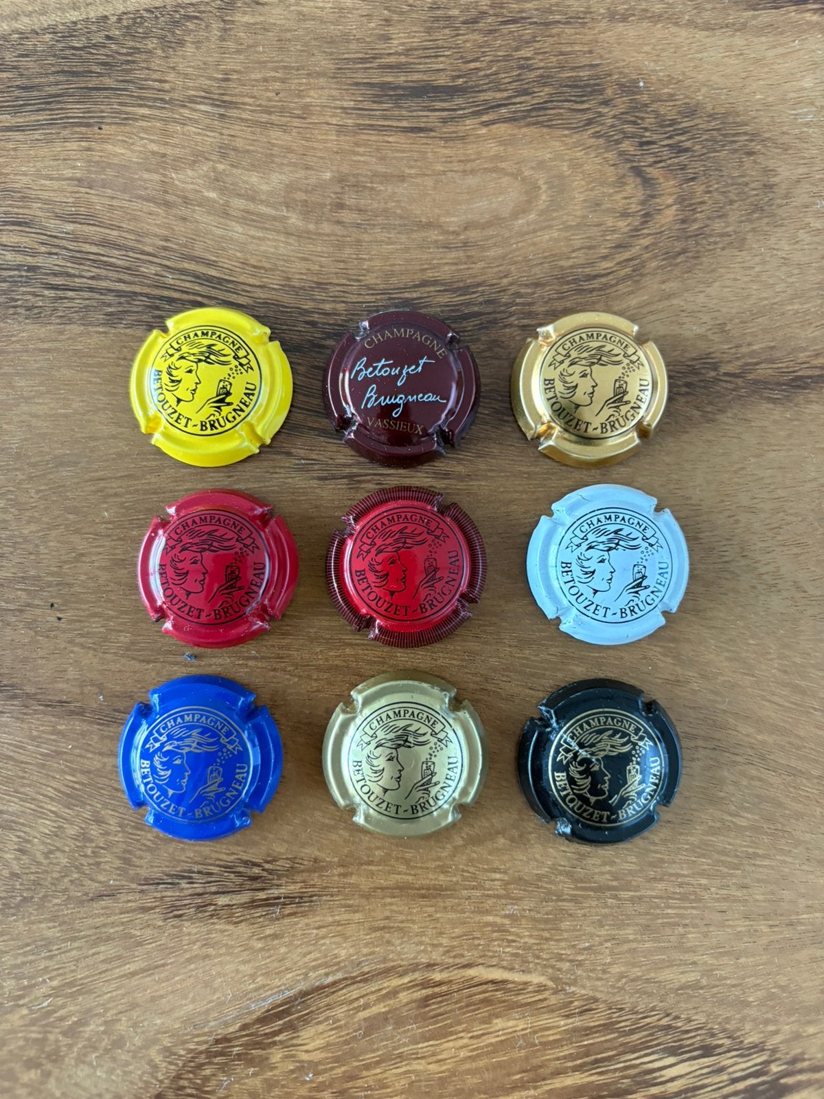 9 Champagnecapsules Betouzet-Bregneau, Verzamelen, Ophalen of Verzenden