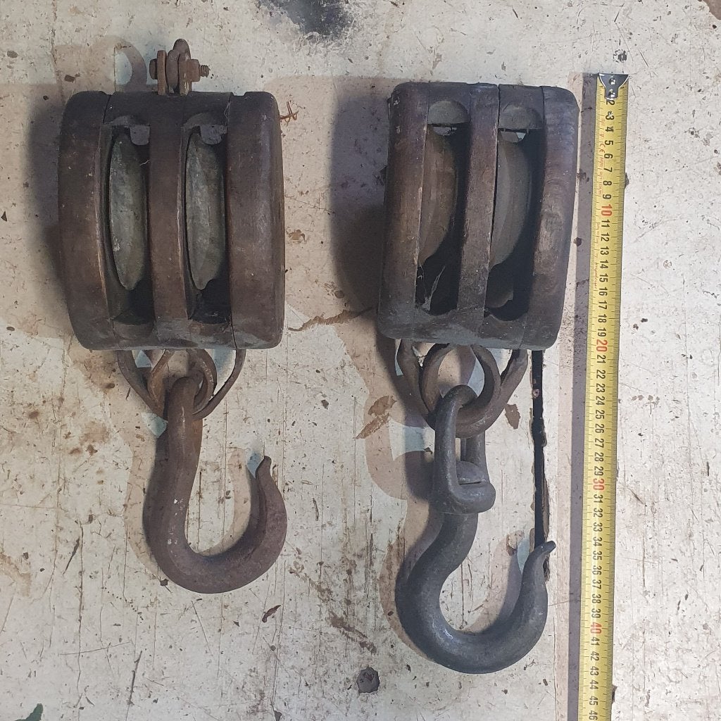 Vintage houten katrollen, Antiek en Kunst, Ophalen