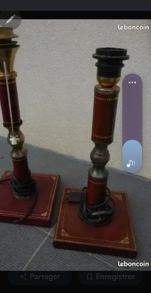 Pieds de lampes cuir bronze Maison Jansen, Maison & Meubles, Enlèvement ou Envoi