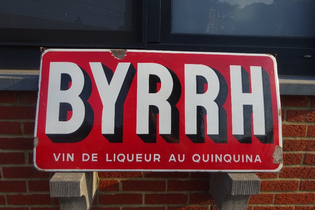 Byrrh 1952 plaque émaillée originale, Collections, Enlèvement, Utilisé, Panneau publicitaire