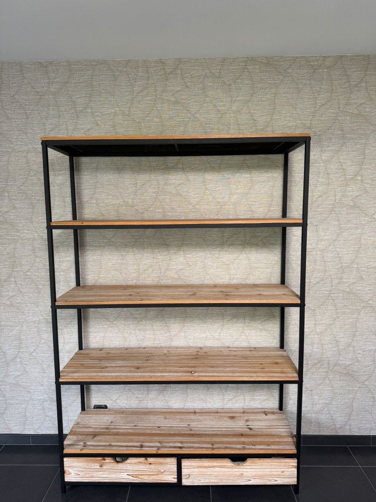 Metalen rekjes met houten leggers, Ophalen, Zo goed als nieuw
