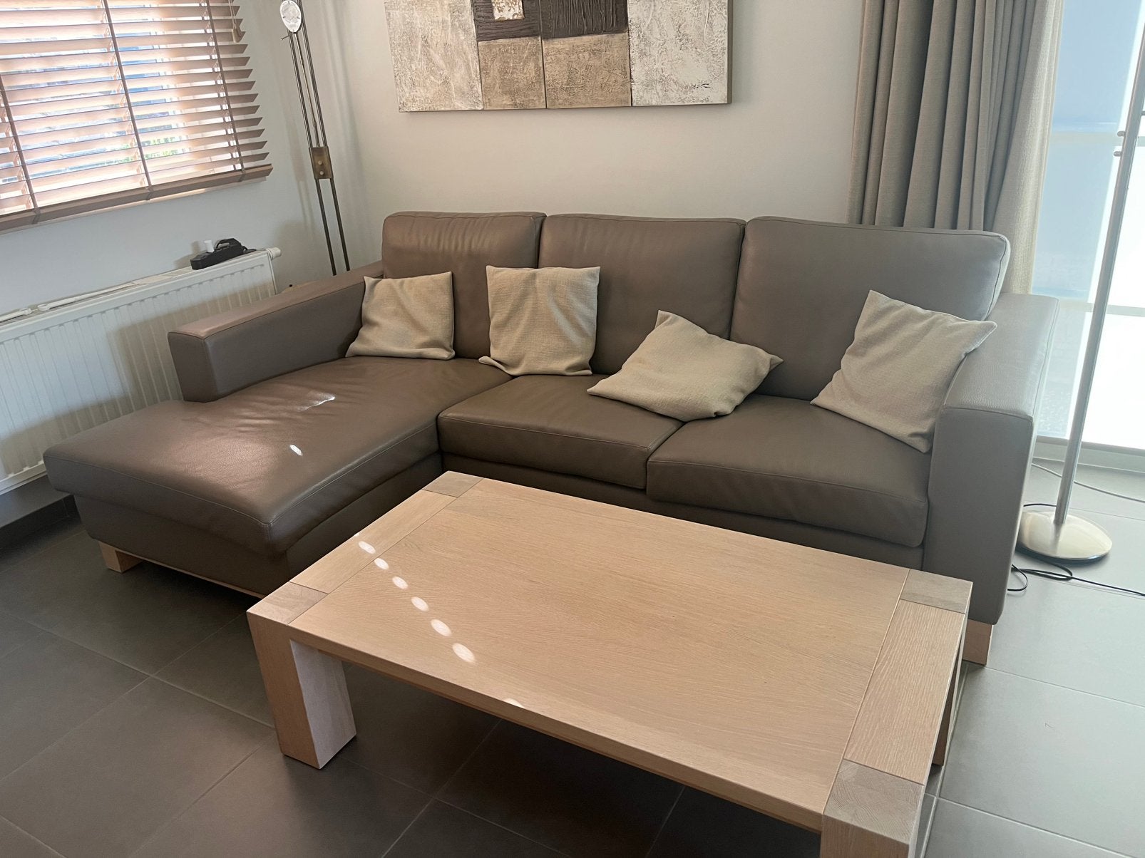 Sofa’s taupe leder, Maison & Meubles, 125 cm ou plus, 125 à 150 cm, Klasiek, Enlèvement