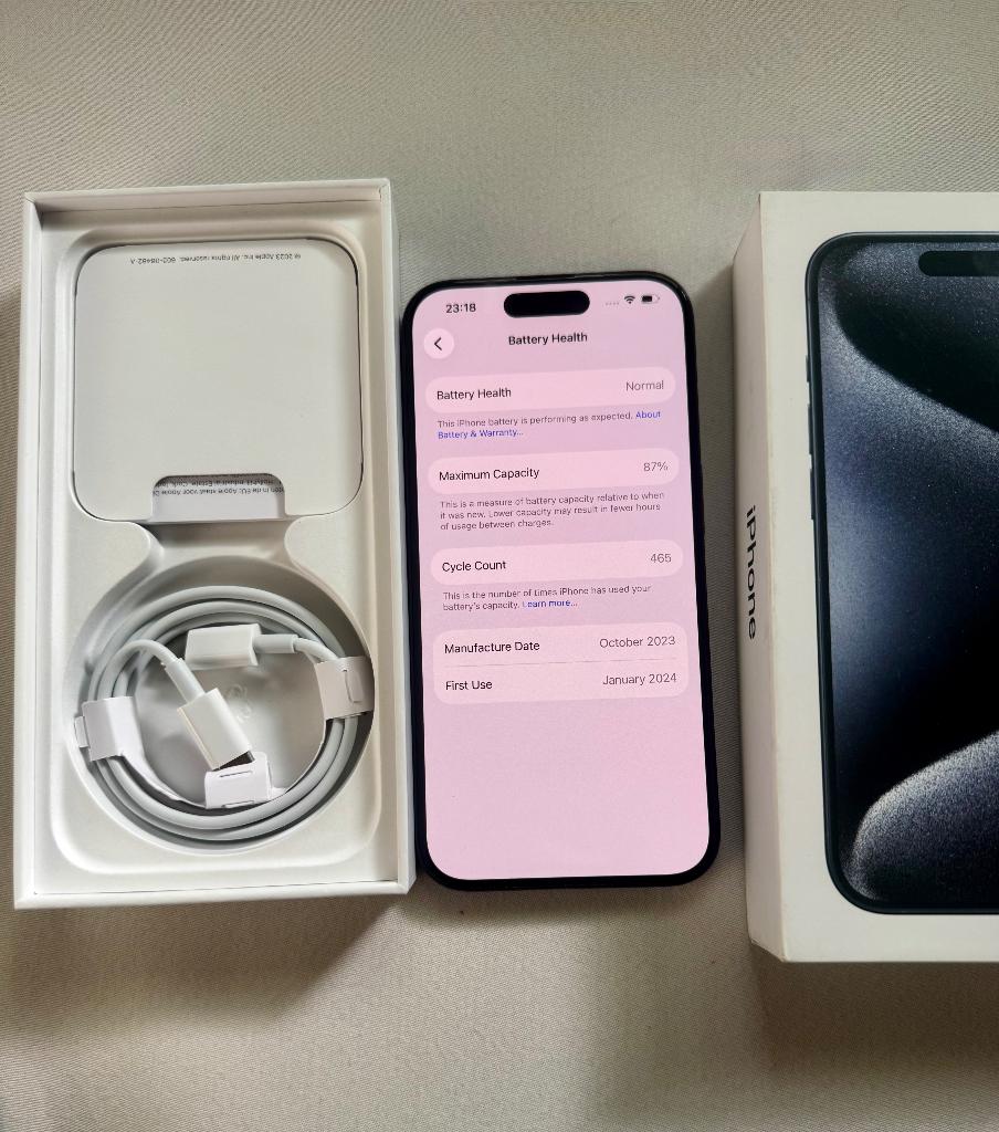 Iphone 15 pro, Telecommunicatie, Ophalen, 128 GB, Blauw, Zo goed als nieuw
