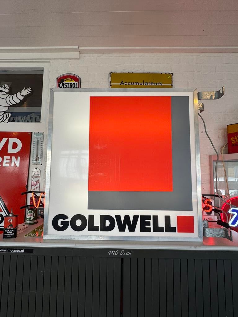 Ancienne boîte à lumière publicitaire GOLDWELL, Enlèvement, Utilisé, Table lumineuse ou lampe (néon)
