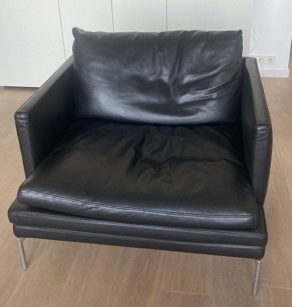 Fauteuil Zanotta William en cuir noir Nappa 95 - comme neuf, 75 à 100 cm, Design, Comme neuf, Enlèvement
