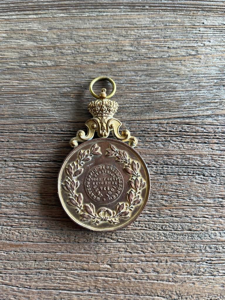 Antieke bronzen medaille Leopold II 1901 Gent Breidelszonen, Postzegels en Munten, Ophalen of Verzenden, Brons