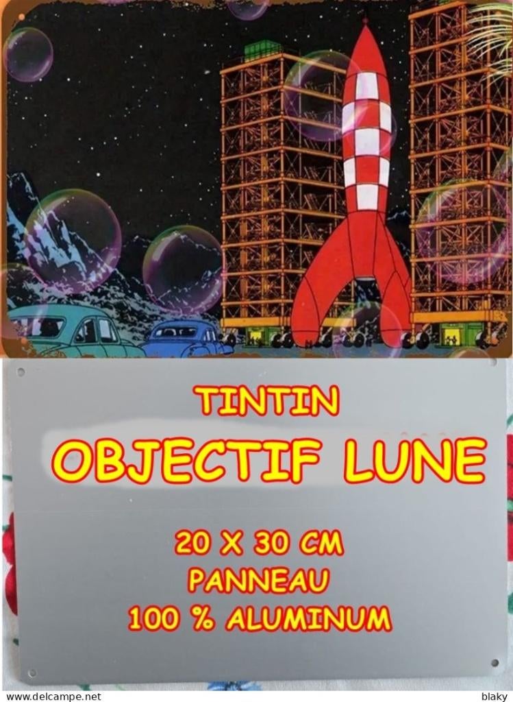 TINTIN SUR LA LUNE *** PANNEAU ALU, Ophalen of Verzenden, Kuifje