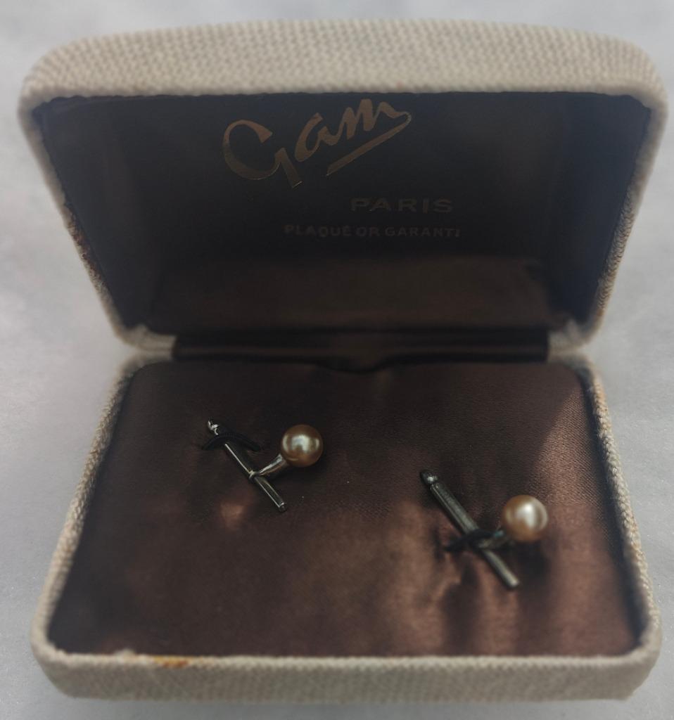 Vintage Manchet knopen Gold plated Pearl, Antiek en Kunst, Ophalen of Verzenden, Goud
