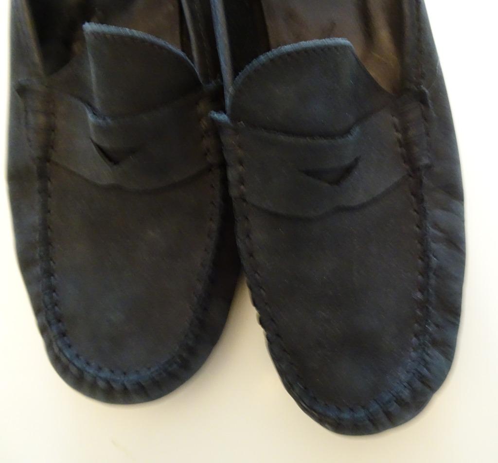 Marineblauwe suède mocassins, Schoenen met lage hakken, Blauw, Ophalen of Verzenden, Gedragen