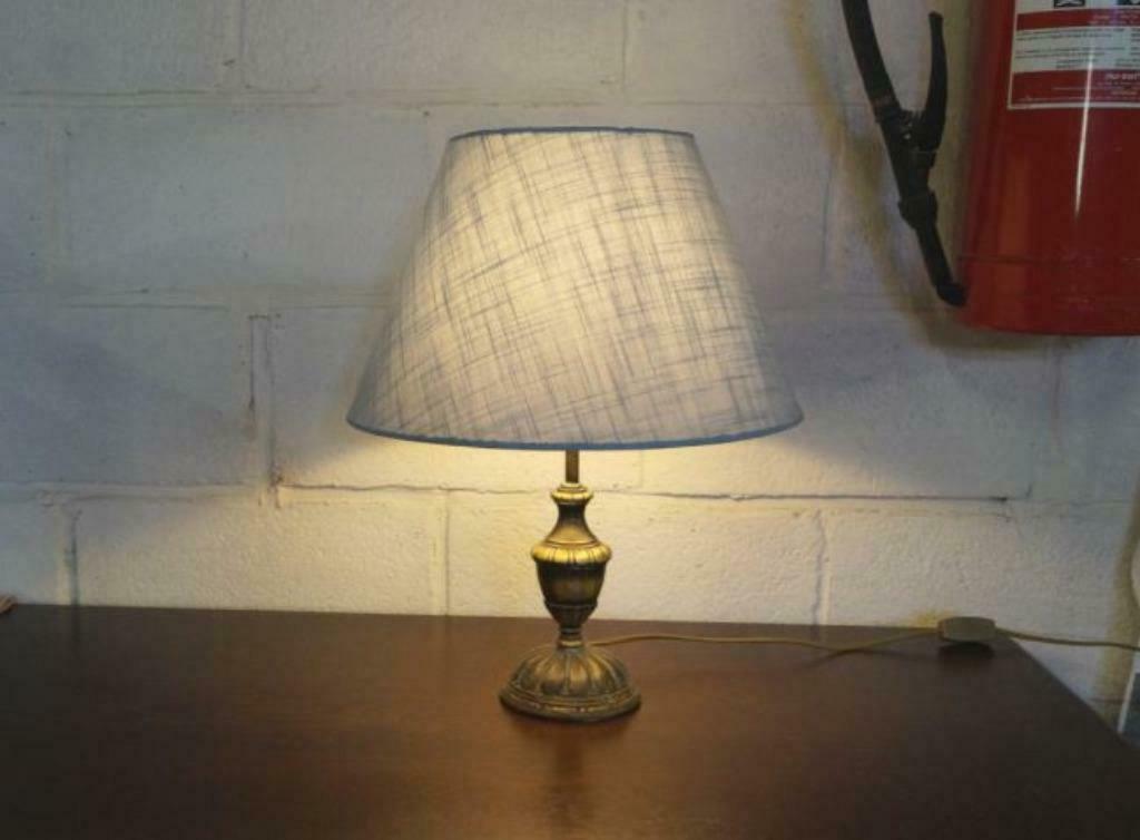 lampadaire cuivre antique + abat-jour neuf H 48cm, Enlèvement, Utilisé