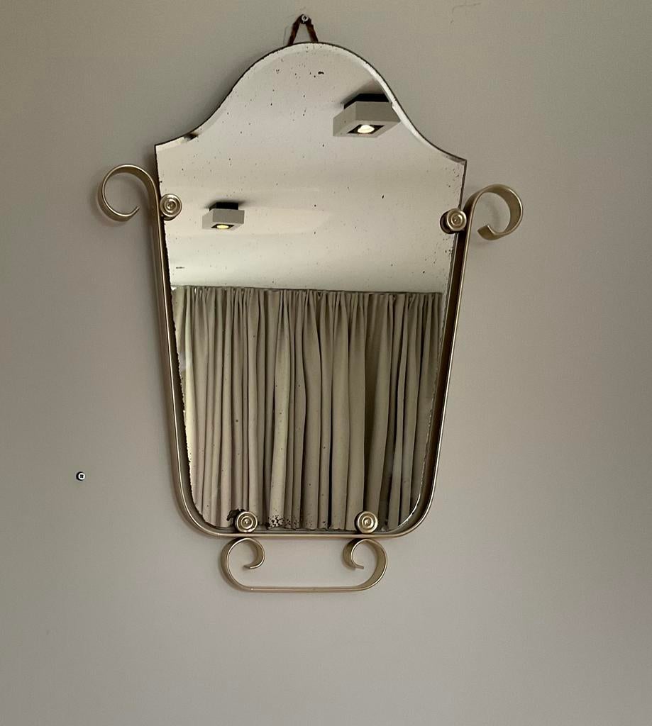 Miroir vintage contenu dans un cadre en aluminium, Enlèvement ou Envoi