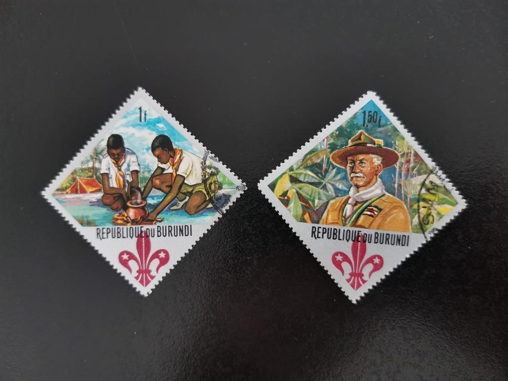 Burundi 1967 - scouts (fond argent), Lord Baden-Powell, Enlèvement ou Envoi, Autres pays, Affranchi