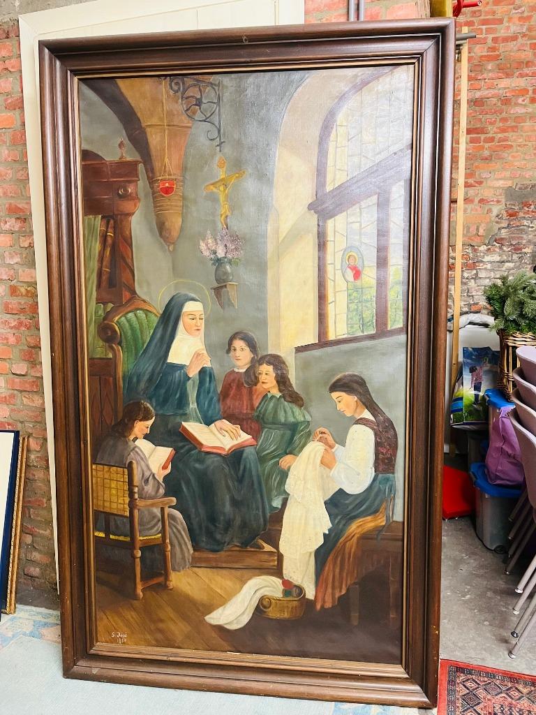 Groot antiek schilderij - olieverf op doek / S. José 1850, Antiek en Kunst, Kunst | Schilderijen | Klassiek, Ophalen