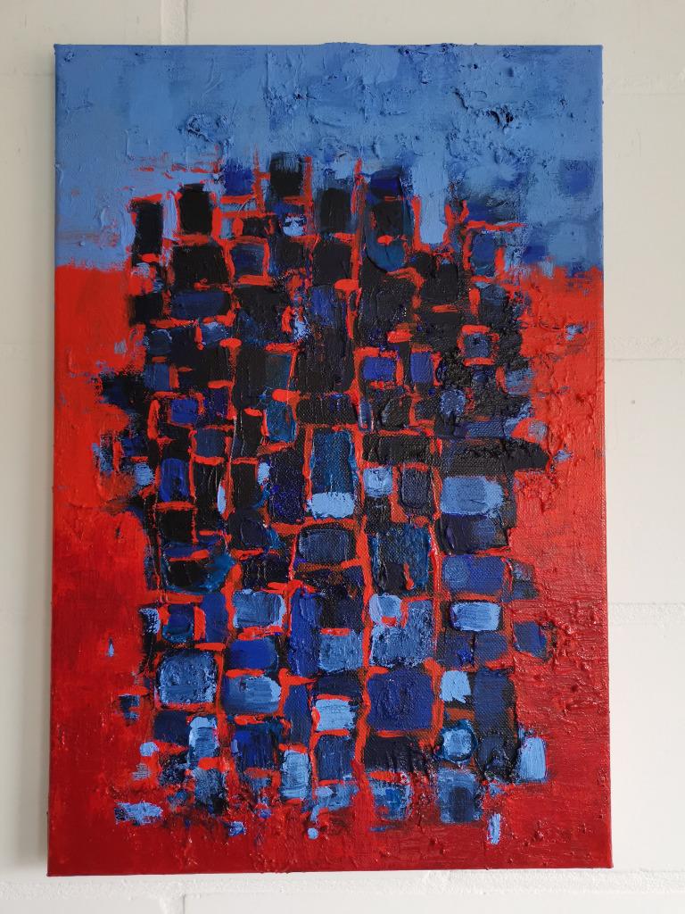 Ode aan Nicolas de Staël 1 - acryl op doek, Antiek en Kunst, Ophalen