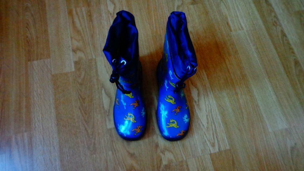 (regen)laarzen-maat 34-blauw met diertjes-polyester, Ophalen, Zo goed als nieuw, MET, Laarzen