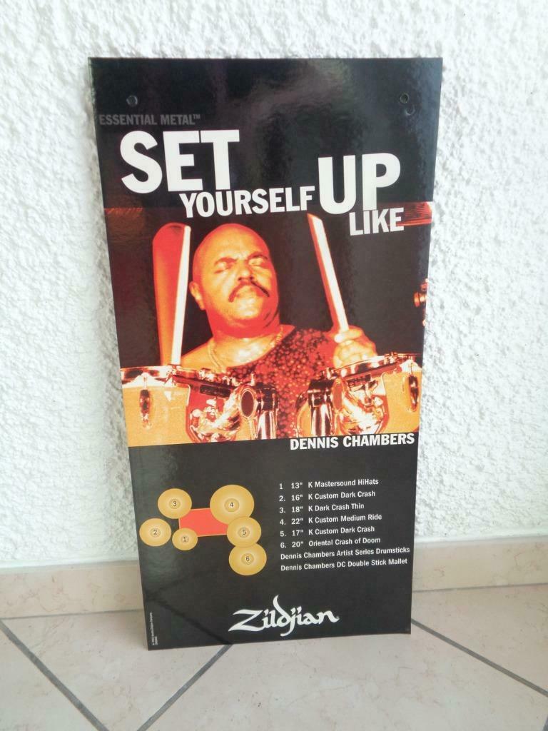 Poster rigide ZILDJIAN. "Dennis CHAMBERS"., Enlèvement ou Envoi, Utilisé, Musique