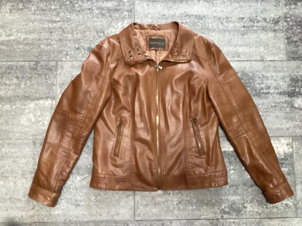 Jas Sarandi 42 lederlook cognac, Kleding | Dames, Bruin, Maat 42/44 (L), Sarandi, Ophalen of Verzenden