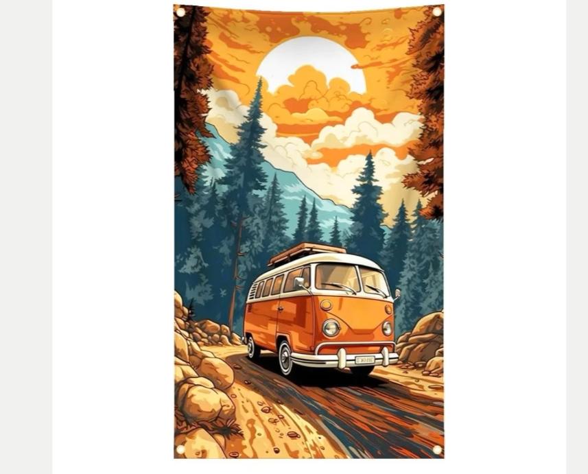 Grote vlaggen Retro VW Busjes (150x90cm), Ophalen of Verzenden, Nieuw