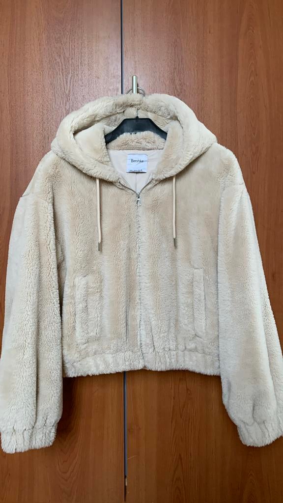 Jas teddy Bershka, maat L, in perfecte staat, Beige, Maat 42/44 (L), Zo goed als nieuw, Bershka