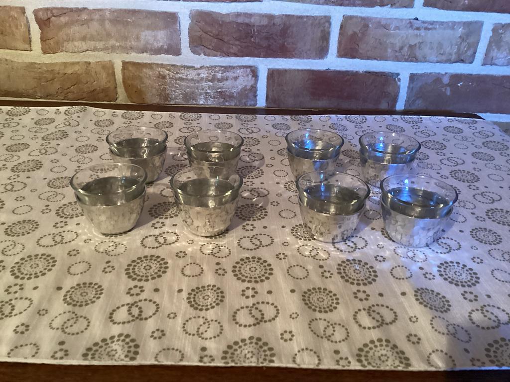 8 Turkse theekopjes in inox houder., Enlèvement, Comme neuf