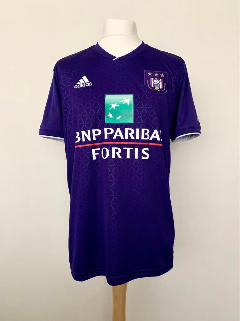 Anderlecht 2018-2019 home Santini match worn signed shirt, Taille L, Enlèvement ou Envoi, Comme neuf, Maillot
