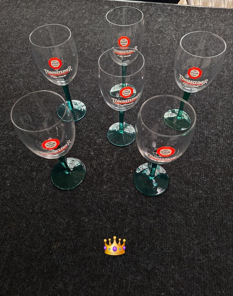 Mooie tonisteinerglazen m. groen voet 1€ x 6st zoals Nieuw!!, Verzamelen, Glas en Drinkglazen, Ophalen