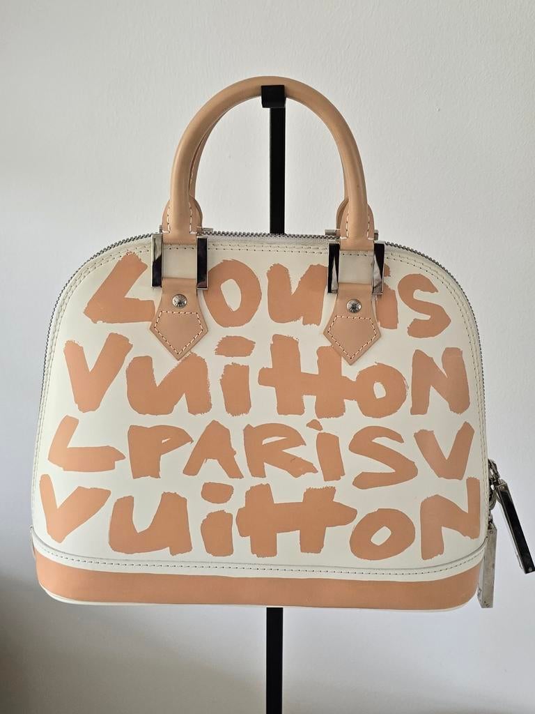 Sac Louis Vuitton Alma Graffiti, Envoi, Utilisé, Beige, Sac à main